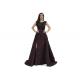 Beading Sequin Vintage Middle Eastern Evening Dresses Marroon Color Floor Length