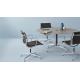 Conference Room Aluminum Office Chair Mid Back Ribbed Leather Back Material