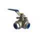 CF8M Stainless Steel Ball Valve Reduced Bore 3 Way 1000 PSI With Thread Connection