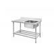 Hotel Commercial Stainless Steel Benchtops , Commercial Kitchen Work Bench With Single Bowl