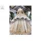 Gold Tailor Made Prom Dresses / Long Sleeve Ball Gown Lace Beading Big Tail