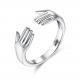 Finger Ring For Women 925 Sterling Silver Double Hand Shape Ring