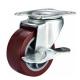 Red Swivel Small PU caster with side brake,  2,2.5,3 light duty polyurethane Caster for Basket, Moving castor
