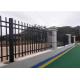 Flat Top Tubular Steel Fence Panels 100mm Picket Distance Square Pipe Horizontal Rail