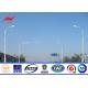12m Q235 Hot Dip Galvanized Street Lamp Pole With Cross Arm 1.8 Safety Factor