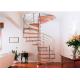 Residential Steel Stair Custom Spiral Staircase With Solid Wood Treads
