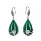 Sterling Silver Green Agate Dangle Earrings Thai Vintage Jewelry (E12037)
