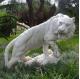 BLVE White Marble Tiger Statue Life Size Garden Stone Animal Sculpture Handcarved Outdoor Decoration