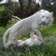 BLVE White Marble Tiger Statue Life Size Garden Stone Animal Sculpture Handcarved Outdoor Decoration
