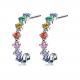 S925 0.6in 1.4g Rainbow Stud Earrings 5A Sterling Silver Medium Size Hoop Earrings