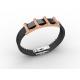 Top Quality Europe Fashion Stainless Steel Genuine Leather Silicone Bangle Bracelet ADB51