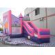 Kids 3 In 1 Combo Bounce House , Pink Princess Bouncy Castle With Slide