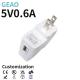 6W 5V 0.6A Smartphone USB Wall Fast Charger Over Current Protection CQC