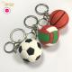 Rubber 3D PVC Key Chain Soft Basketball Volleyball Soccer Silicone Key Ring For Gift
