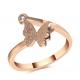 Rose Gold Butterfly Rings for Girl Diamond Finger Ring for Lady Stainless Steel Frosted Gold Ring