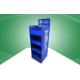 Four Shelves POS Cardboard Displays Blue Assembly Floor Display Stands