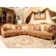 Gold Foil Royal Fabric Wooden Luxury Sofa Antique Baroque Style Couch 5 Years Guarantee