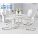 120cm White Marble Round Dining Table And Upholstered Dining Chair