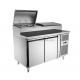 High Quality Commercial Stainless Steel Restaurant Work Bench 2 Doors Pizza Counter Refrigerator For Restaurant Hotel