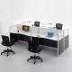 ISO Modular Four Person Workstation Desk Glass Panel Black Wooden