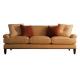 Leisure Khaki Fabric Vintage Sofa Wood Frame For Living Room 3 Seater