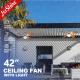 IP42 Outdoor Ceiling Fan For Waterproof Plywood Blade Remote Control