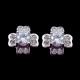 Lovely Four Leaf Clover Stud Earrings AAA Heart Shaped Zircon Like Diamond