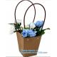 Fashion kraft paper flower carrier paper bag,Customized Pot Plants Kraft Flower