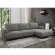 Modern Design Simple Elegance Gray Living Room Furniture Lounge Adjustable Headrest L Shaped Sofa Set Chair with Medal