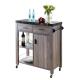 OEM Wood Rolling Kitchen Island On Wheels 360° Rotating With Double Drawers