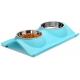 Double Dog Cat Stainless Steel Pet Bowls No Spill Resin Station