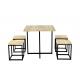 Wood And Steel Rectangular Dinning Table And Chair Set 4 Seater Furniture