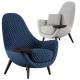 Burgundy Diamond Grid Living Room Fabric Sofa Chair With Stainless Steel Tea Tray