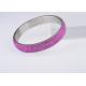 Low price stainless steel pink color crystal bangle bracelets for women