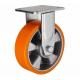 8 inch Orange color Fixed aluminium core PU wheel for heavy duty caster