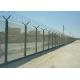 Military Site Anti Intrusion Pvc Coated 358 Mesh Fencing Top With Razor Barbed Wire