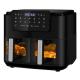 Oil Free Dual Zone Air Fryer 9L Large For Family With 2 Drawers 10 Presets 2400W Low Fat