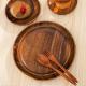 Decorative Wooden Serving Plates Dinner Solid Round Acacia Wood Tray 18cm 20cm
