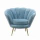 SGS Shell Shaped Turquoise Blue Velvet Dining Chairs With Gold Legs