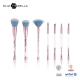 7 Piece Glitter Inside Plastic Handle Makeup Brush Set Synthetic Hair Cosmetic Brush