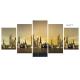 Home Decoration 6 Panel Canvas Prints Wall Art City Pattern ODM / OEM