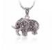 Thai 925 Silver Pave Marcasite Elephant  Pendant Necklace (N11062)