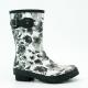 Anti Corrosion EU 42 Waterproof Rubber Rain Boots With White Black Printed