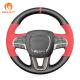 Custom Hand Stitching Matte Carbon Red Suede Steering Wheel Cover for Dodge Challenger Charger Durango 2015-2021