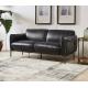 Antique Slate Color Black Leather Two Seater Sofa Bed With Steel Frame Old Finishing