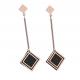 Square Drop Earrings Fashion Jewelry for Women, Black Pendant Stainless Steel Earring Jewelry