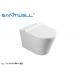 Sanitary Ware Wall Hung Wc / White Color Round Ceramic Wall Outlet Toilet