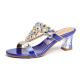 BS138 Rhinestone High-Heeled Slippers Summer New Outdoor Wear Sandals Ladies Sexy Thick-Heeled Flip Flops Flower Women'S