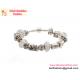 Silver plated Bracelet with European Charm Beads bracelet black/white beads LOVE together