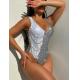 White Spandex Full Length Ladies One Piece Swimsuit Lady Comfortable Moisture Permeable Durable